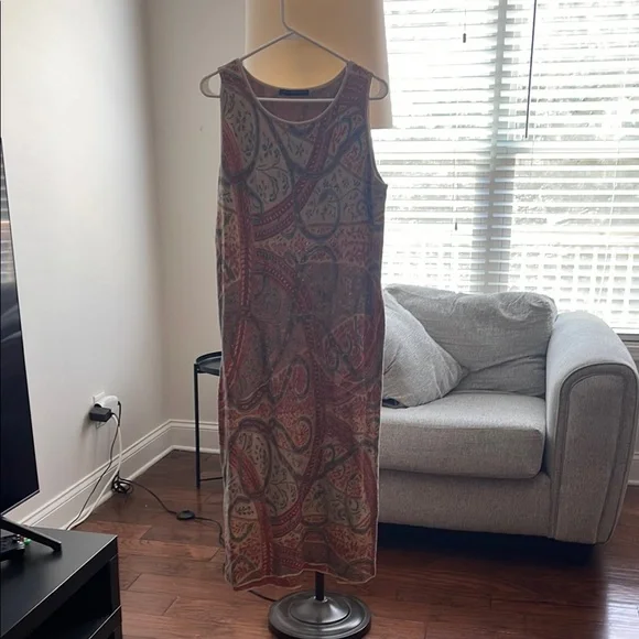 Peruvian Connection paisley jacquard %100 pima cotton slip dress - Picture 1 of 7